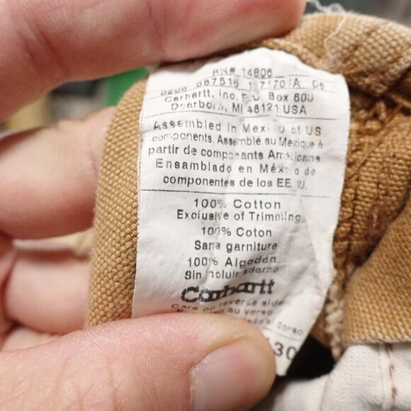 Carhartt Bib Overalls Mens 38x30 Brown Duck Double Knee Workwear Canvas R01 BRN - Picture 15 of 16